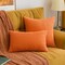 MIULEE Pack of 2 Fall Orange Pillow Covers 18x18 Inch Soft Boho Striped Corduroy Throw Pillow Covers Set Decorative Square Cushion Cases Pillowcases for Sofa Bedroom Couch